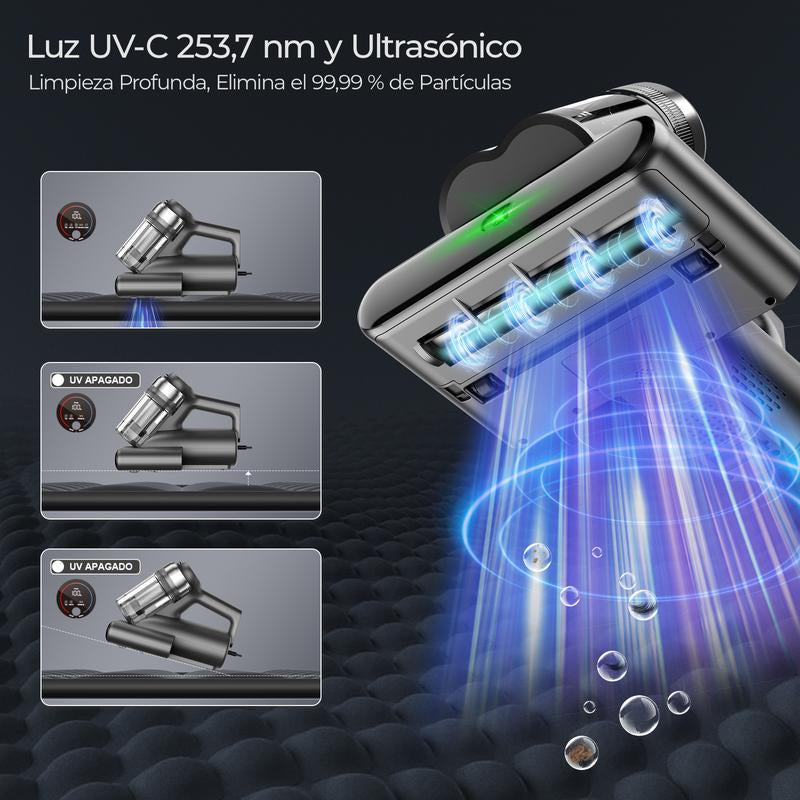 Teant Mattress Vacuum Cleaner for Dust Mites Removal,(14Kpa/18Kpa) Bed Vacuum with UV-C Light & 149°F Hot Air & Aroma Tablet & LED Display, Hyper Helix Motor& Powerful Suction Double-Cup Handheld Vacuum Cleaner with HEPA Filter for Bed Couch Sofa Carpet