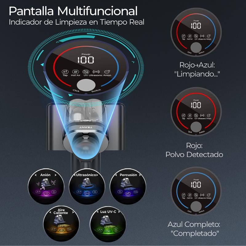 Teant Mattress Vacuum Cleaner for Dust Mites Removal,(14Kpa/18Kpa) Bed Vacuum with UV-C Light & 149°F Hot Air & Aroma Tablet & LED Display, Hyper Helix Motor& Powerful Suction Double-Cup Handheld Vacuum Cleaner with HEPA Filter for Bed Couch Sofa Carpet