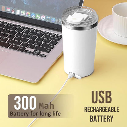 Self Stirring Coffee Mug in Stainless Steel 400ML - Perfect for Blending Coffee, Milk, Cocoa and Other Drinks Home Portable Cup Drinkware Tumbler Washable Silicone Reusable