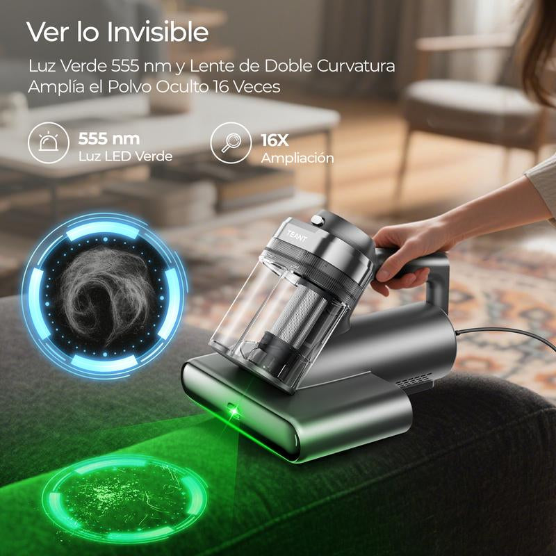 Teant Mattress Vacuum Cleaner for Dust Mites Removal,(14Kpa/18Kpa) Bed Vacuum with UV-C Light & 149°F Hot Air & Aroma Tablet & LED Display, Hyper Helix Motor& Powerful Suction Double-Cup Handheld Vacuum Cleaner with HEPA Filter for Bed Couch Sofa Carpet
